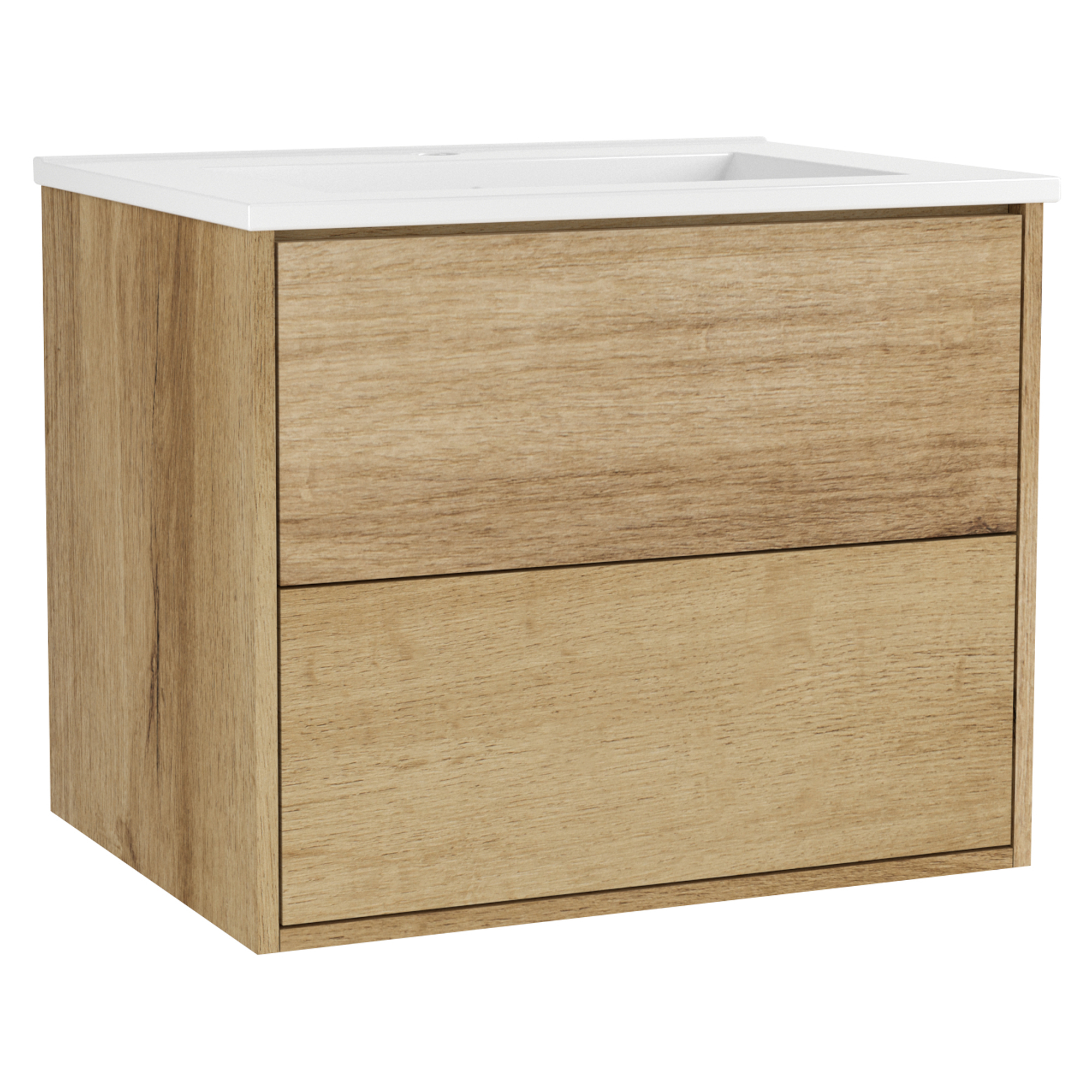 Håndvaskskab Odea Lys Træ Mat 60 cm med Vask Hvid Blank
