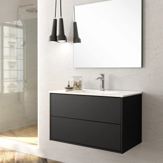 Håndvaskskab <strong>Odea</strong>  Sort Mat 80 cm med Vask Hvid Blank