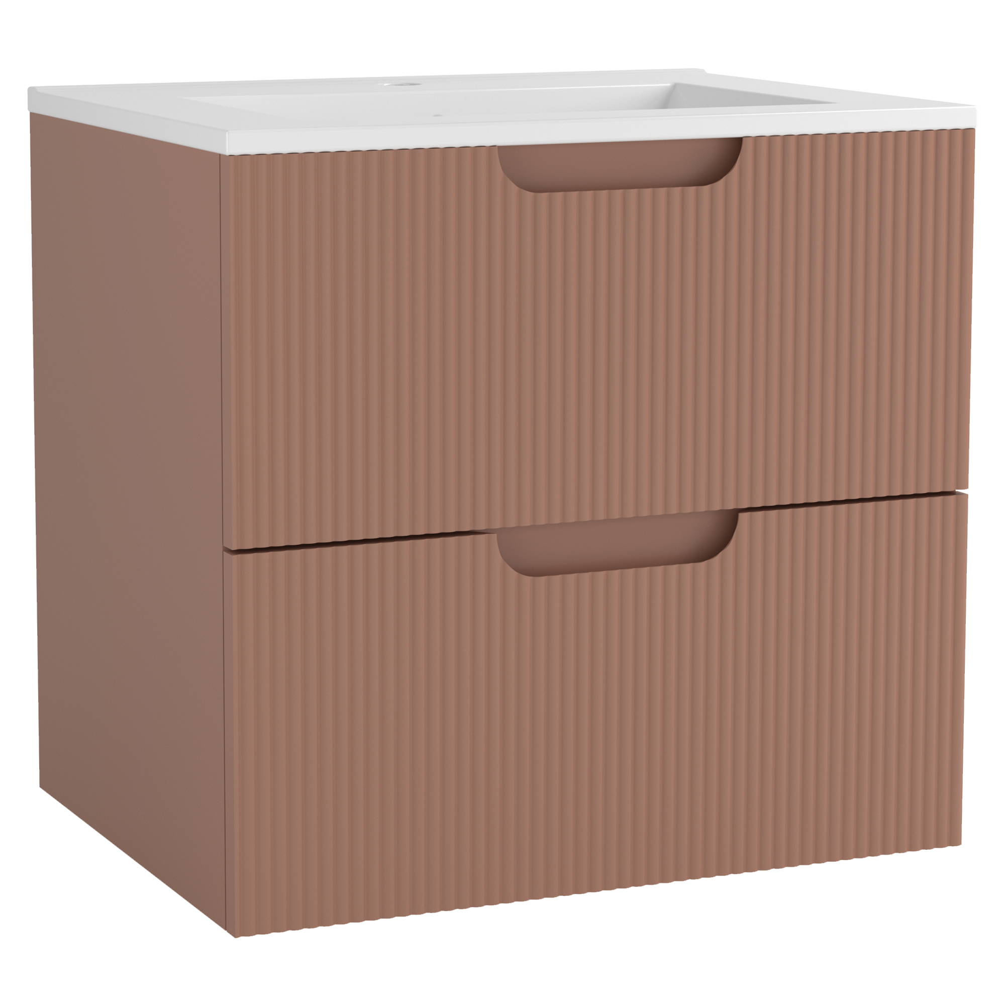 Håndvaskskab Asta Terrakotta Mat 60 cm med Vask Hvid Blank