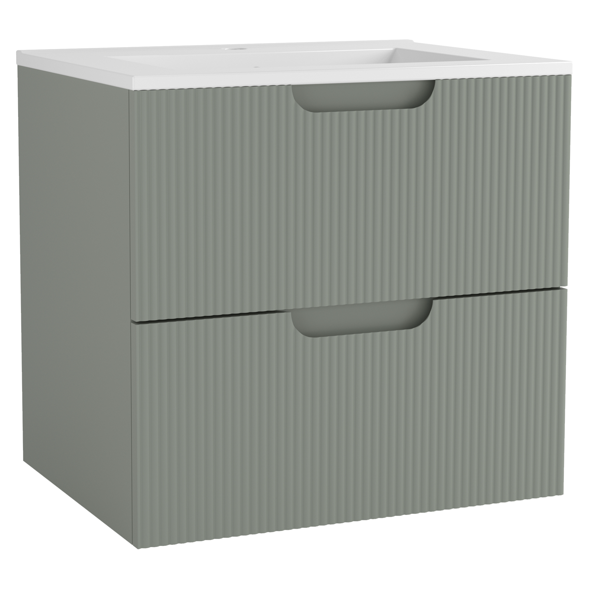 Håndvaskskab Asta Salviegrøn Mat 60 cm med Vask Hvid Blank