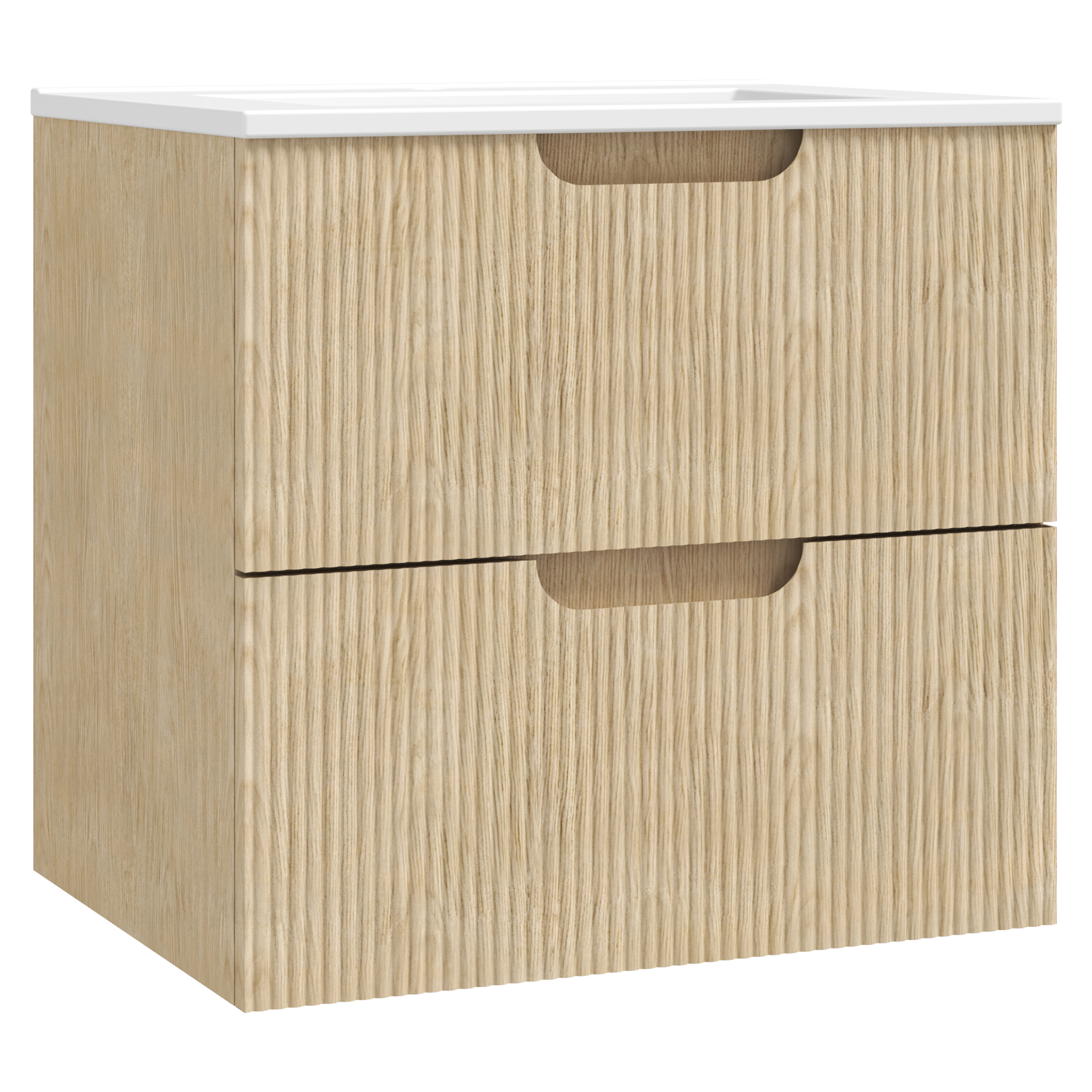 Håndvaskskab Asta Lys Træ Mat 60 cm med Vask Hvid Blank