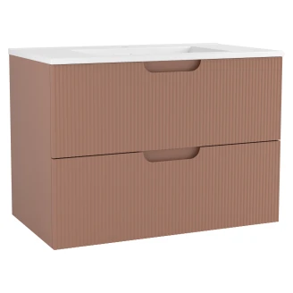 Håndvaskskab <strong>Asta</strong>  Terrakotta Mat 80 cm med Vask Hvid Blank