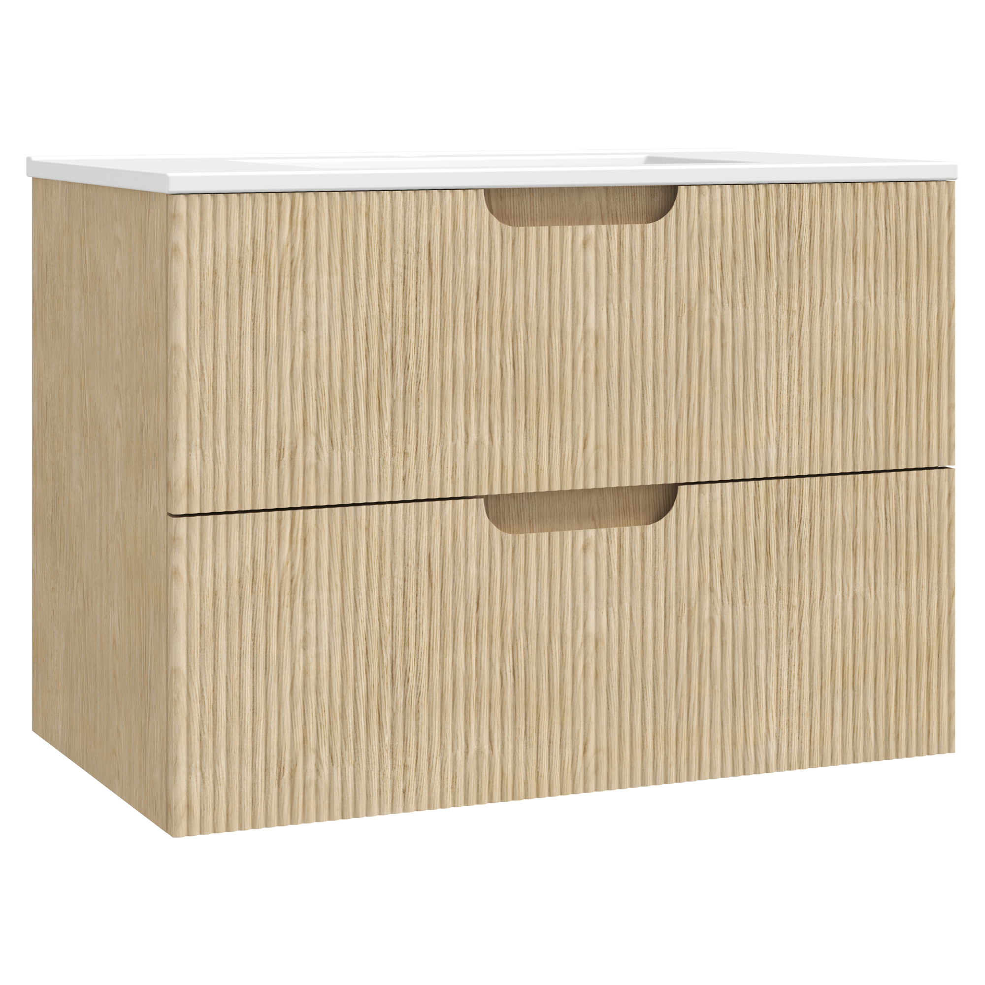 Håndvaskskab Asta Lys Træ Mat 80 cm med Vask Hvid Blank