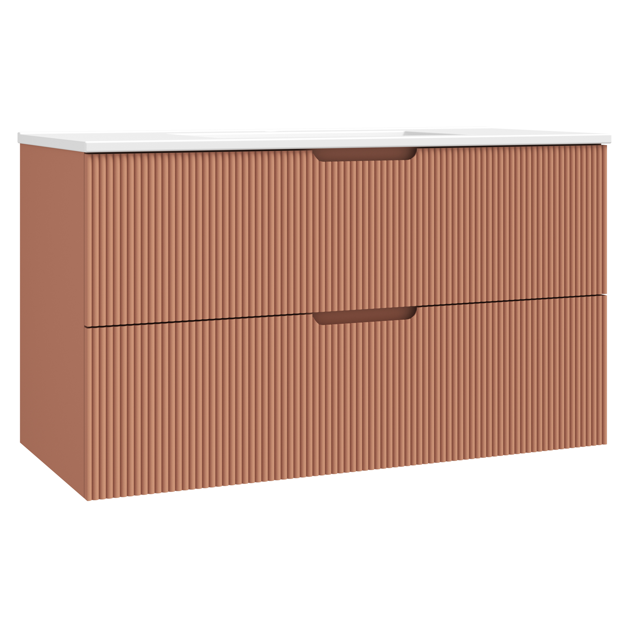 Håndvaskskab Asta Terrakotta Mat 100 cm med Vask Hvid Blank