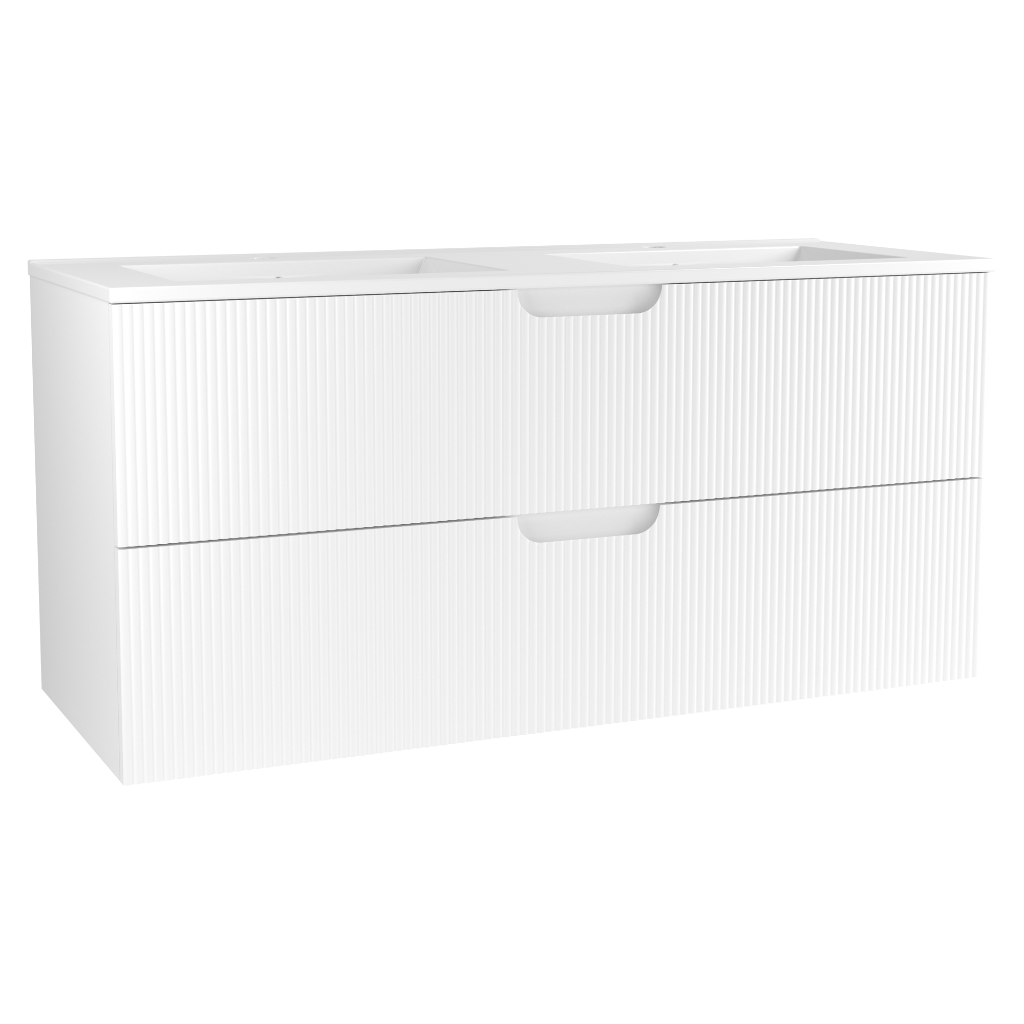 Håndvaskskab Asta Hvid Mat 120 cm med Dobbelt Vask Hvid Blank