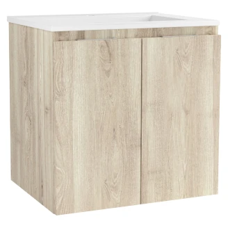 Håndvaskskab <strong>Virma</strong>  Lys Træ Mat 60 cm med Vask Hvid Blank