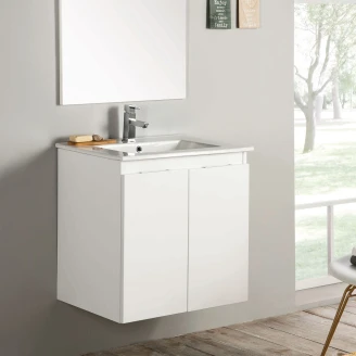 Håndvaskskab <strong>Virma</strong>  Hvid Mat 60 cm med Vask Hvid Blank