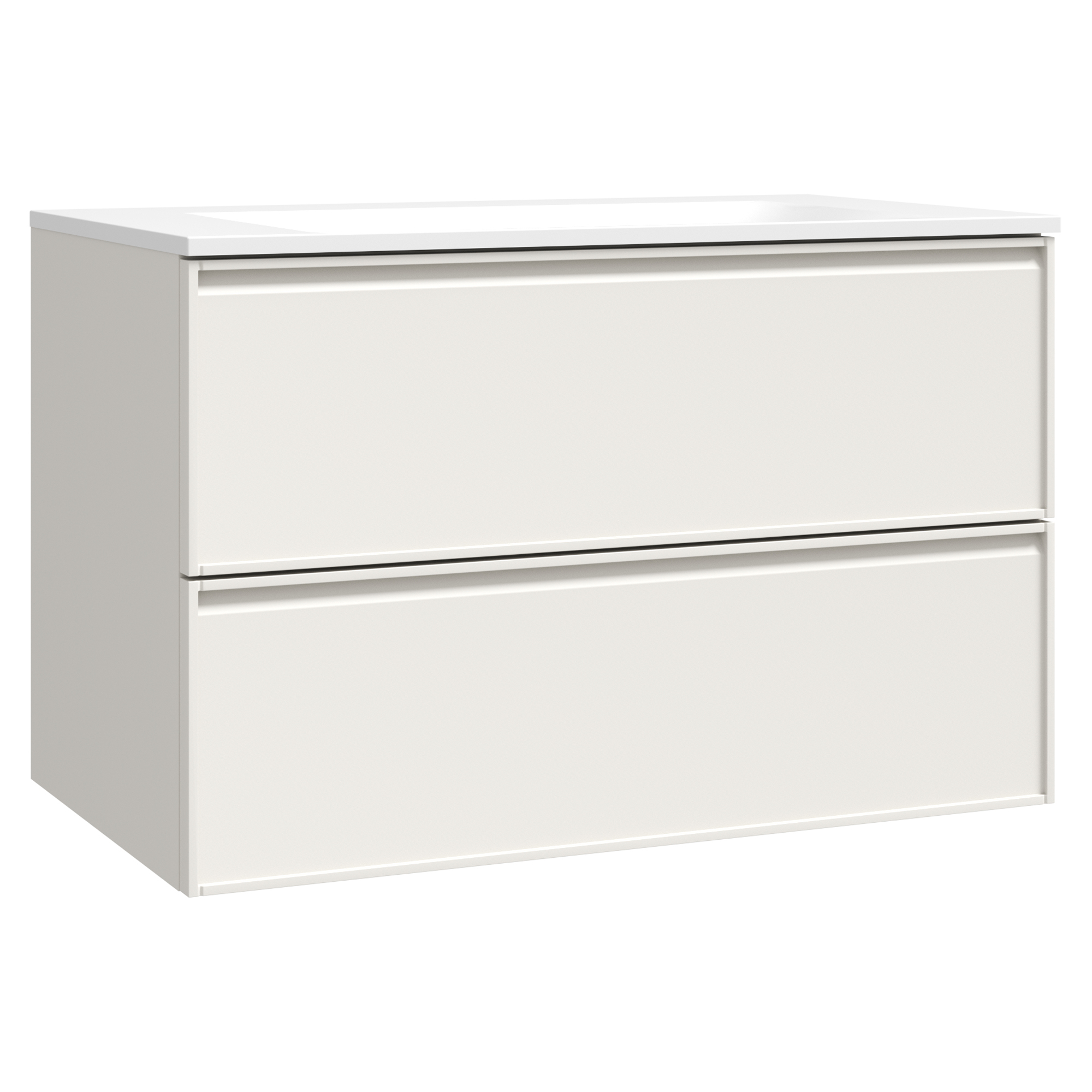 Håndvaskskab Isla Elfenbenshvid Mat 80 cm med Vask Hvid Blank