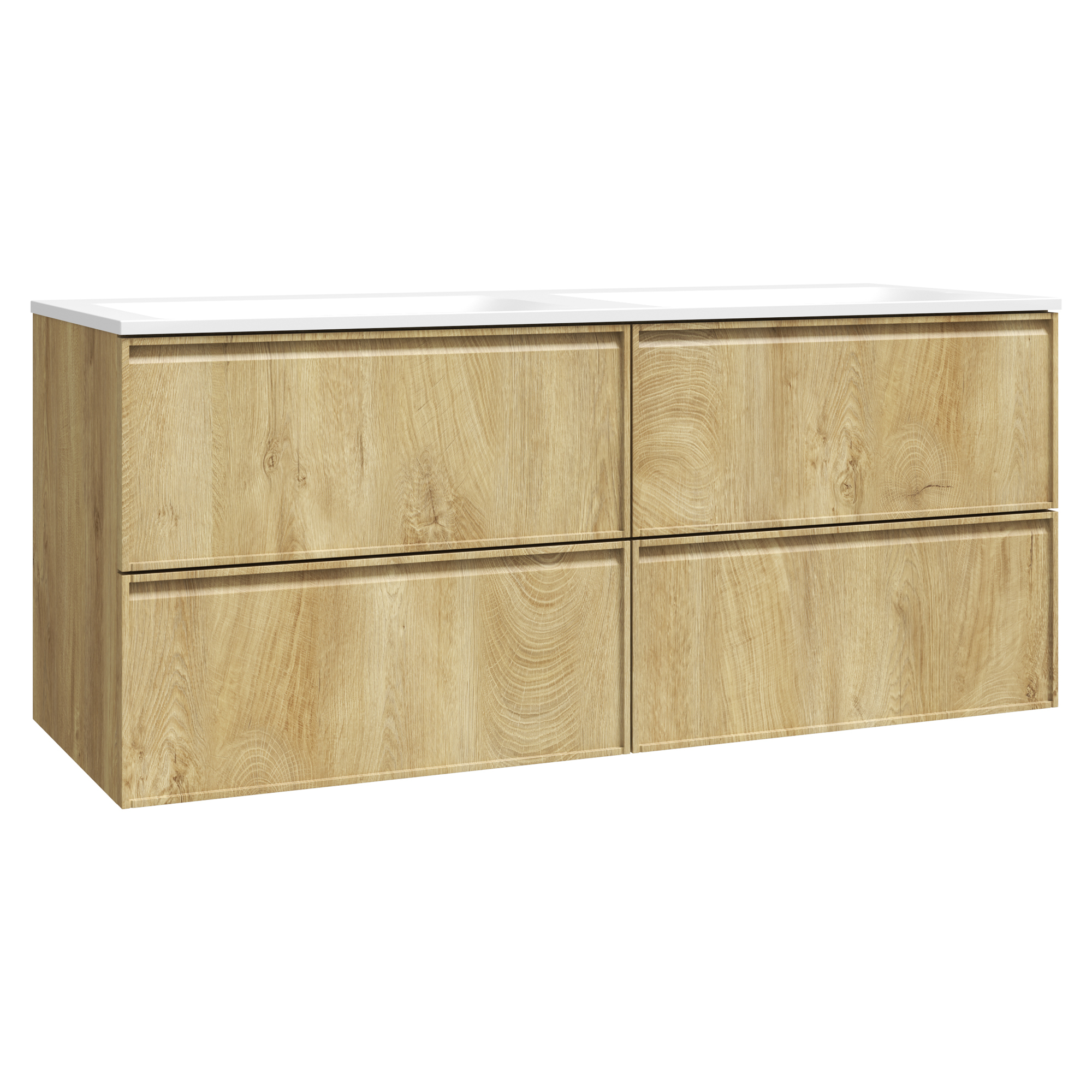 Håndvaskskab Isla Træ Mat 120 cm med Dobbelt Vask Hvid Blank