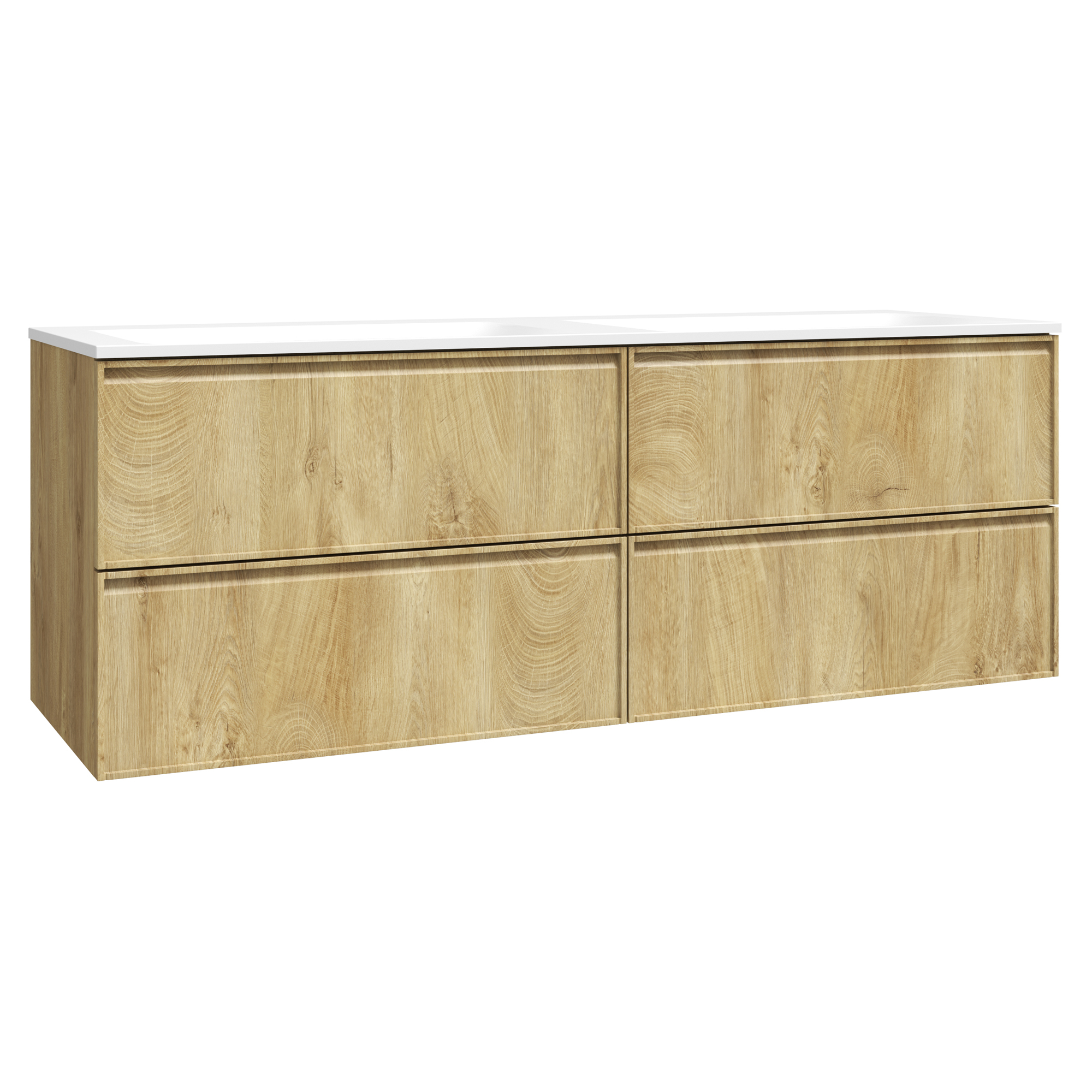 Håndvaskskab Isla Træ Mat 140 cm med Dobbelt Vask Hvid Blank