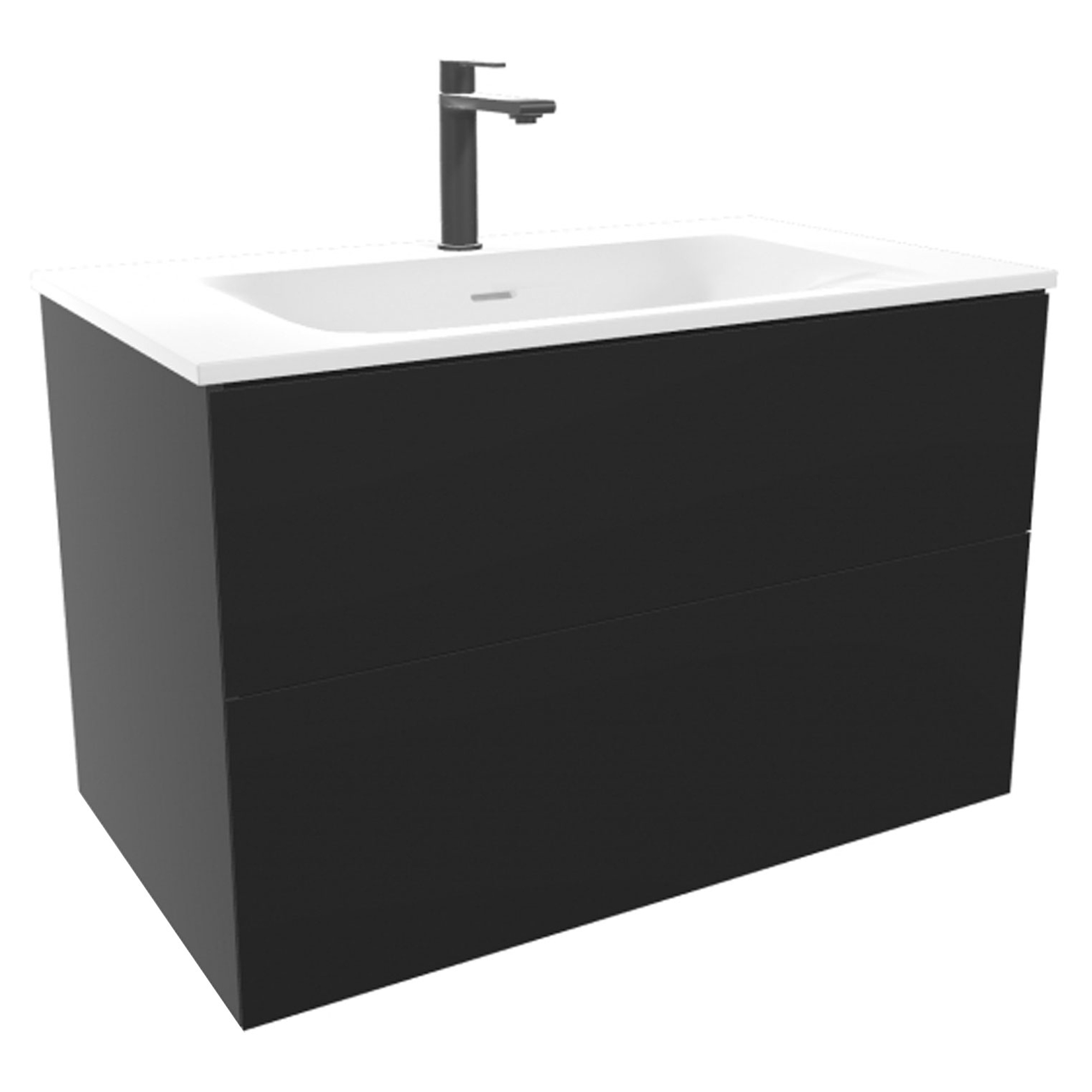Håndvaskskab Rima Sort Mat 80 cm med Vask Hvid Blank