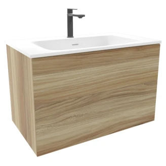 Håndvaskskab <strong>Rima</strong>  Naturlig Eg Mat 80 cm med Vask Hvid Blank
