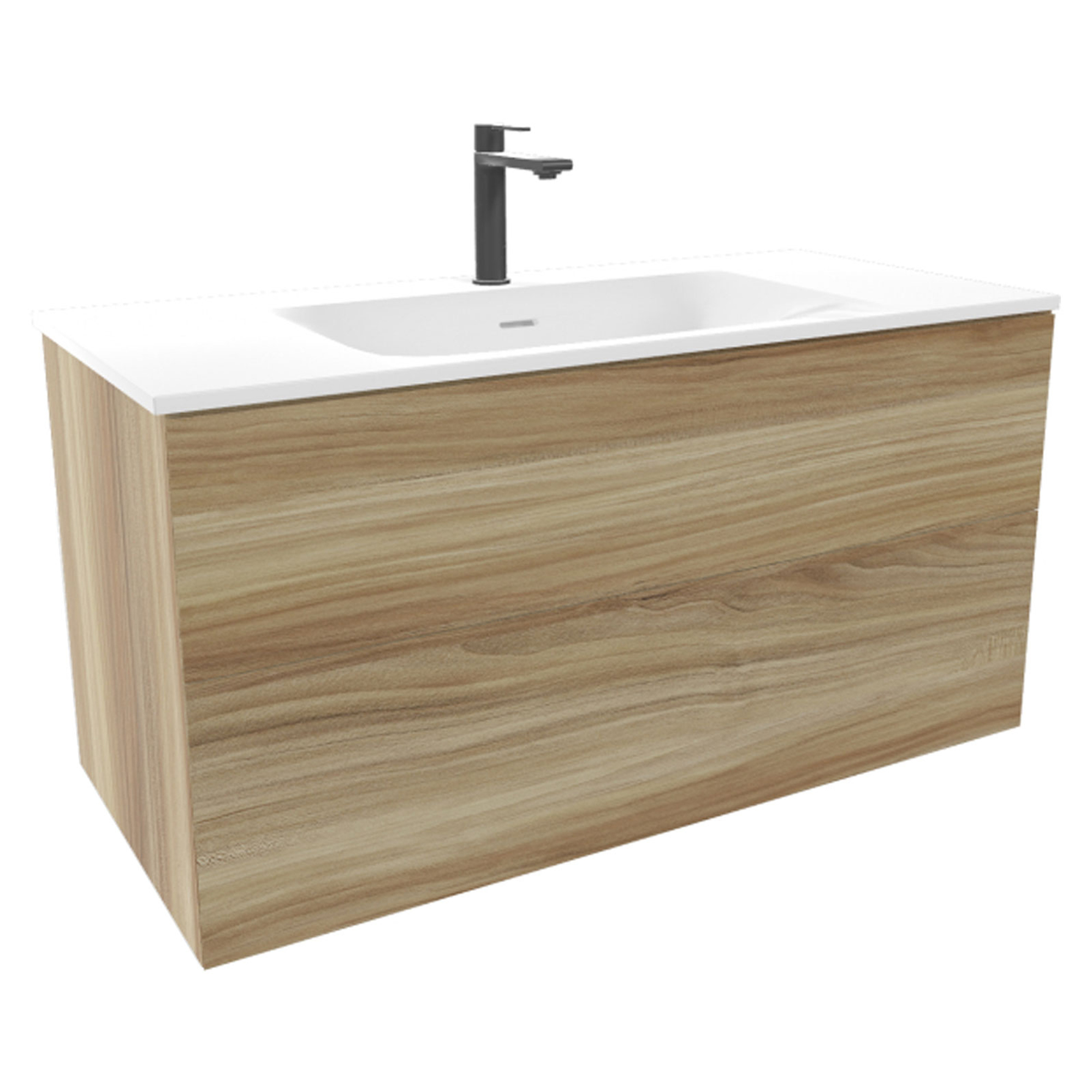 Håndvaskskab Rima Naturlig Eg Mat 100 cm med Vask Hvid Blank