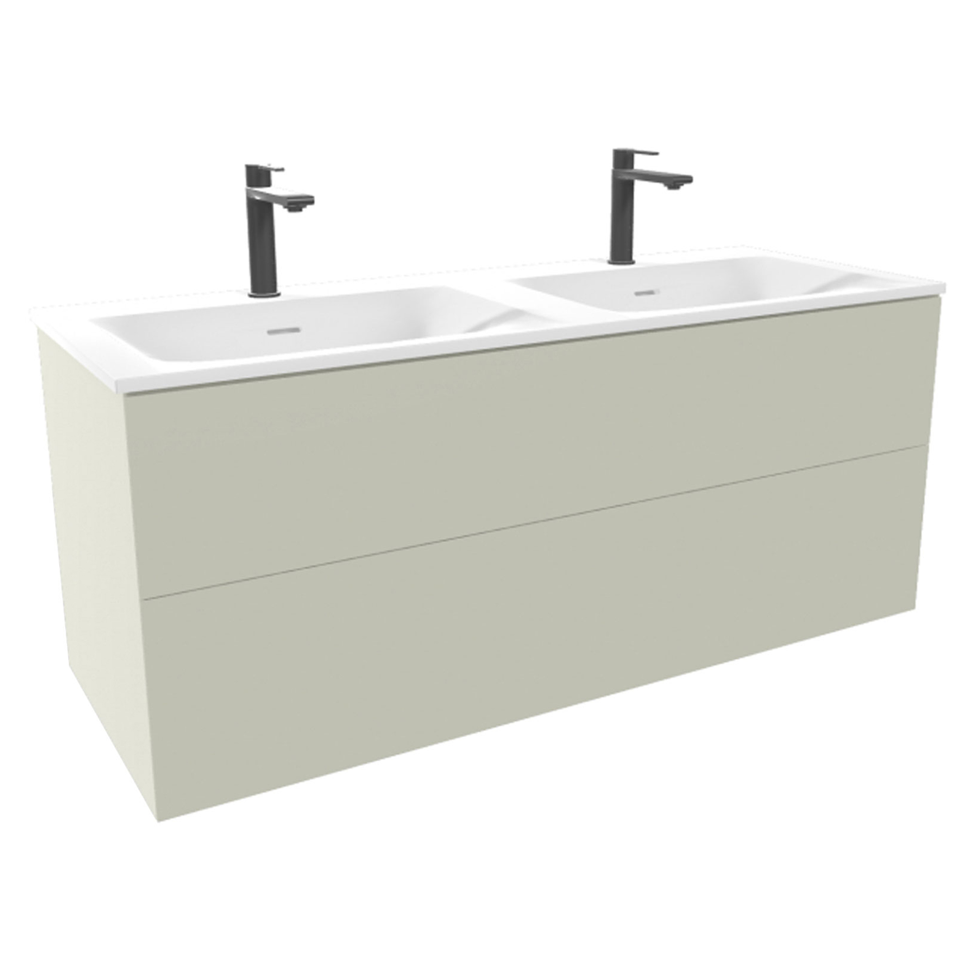 Håndvaskskab Rima Mandel Mat 120 cm med Dobbelt Vask Hvid Blank