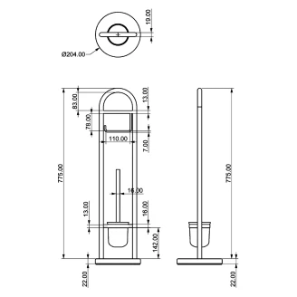 Toiletrulleholder & Børste <strong>Ekoa</strong>  Hvid Mat