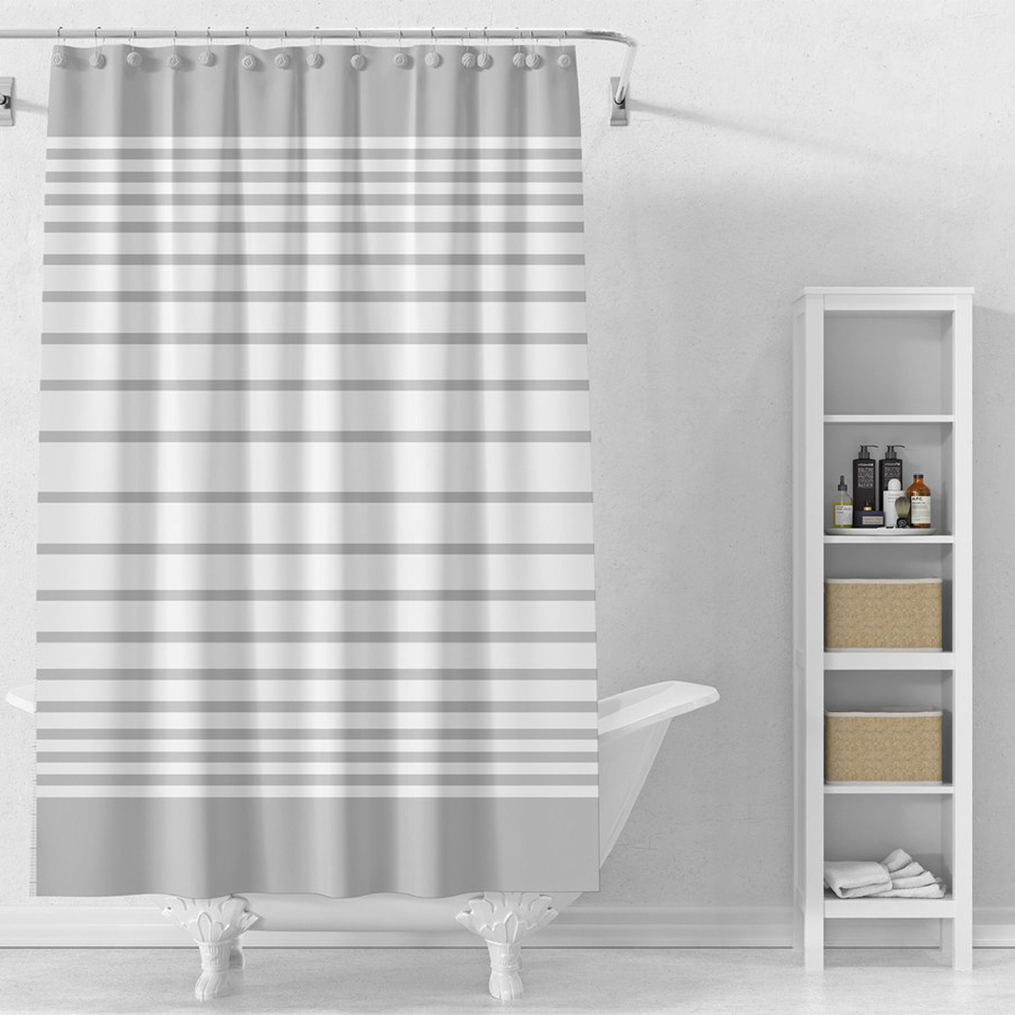 Bruseforhæng Stripes 180x180 cm Hvid
