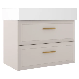 Håndvaskskab Gold <strong>Tandem</strong>  Beige Mat 80 cm med Butler Vask Hvid Blank