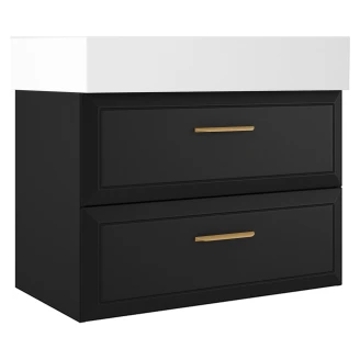 Håndvaskskab Gold <strong>Tandem</strong>  Sort Mat 80 cm med Butler Vask Hvid Blank