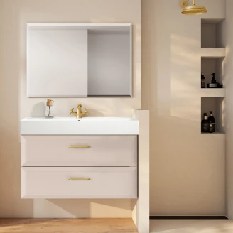 Håndvaskskab Gold <strong>Tandem</strong>  Beige Mat 100 cm med Butler Vask Hvid Blank