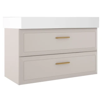 Håndvaskskab Gold <strong>Tandem</strong>  Beige Mat 100 cm med Butler Vask Hvid Blank