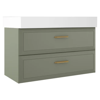 Håndvaskskab Gold <strong>Tandem</strong>  Grøn Mat 100 cm med Butler Vask Hvid Blank