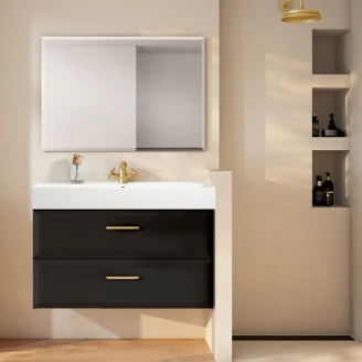 Håndvaskskab Gold <strong>Tandem</strong>  Sort Mat 100 cm med Butler Vask Hvid Blank