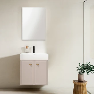 Håndvaskskab Gold <strong>Tandem</strong>  Beige Mat 60 cm med To Døre & Butler Vask Hvid Blank