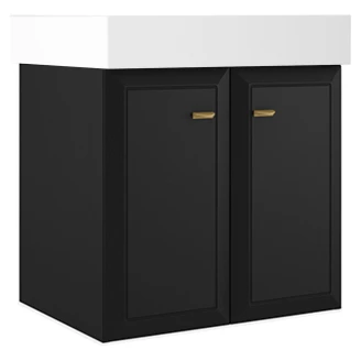 Håndvaskskab Gold <strong>Tandem</strong>  Sort Mat 60 cm med To Døre & Butler Vask Hvid Blank