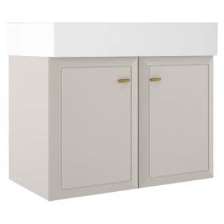 Håndvaskskab Gold <strong>Tandem</strong>  Beige Mat 80 cm med To Døre & Butler Vask Hvid Blank