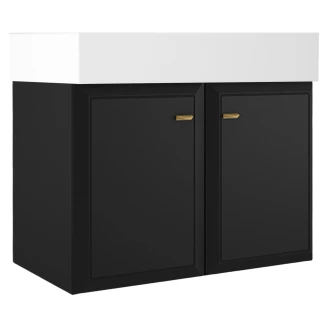 Håndvaskskab Gold <strong>Tandem</strong>  Sort Mat 80 cm med To Døre & Butler Vask Hvid Blank