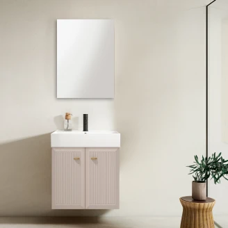 Håndvaskskab Gold <strong>Tandem</strong>  Beige-Stribet  Mat 60 cm med To Døre & Butler Vask Hvid Blank