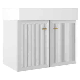 Håndvaskskab Gold <strong>Tandem</strong>  Hvid-Stribet Mat 80 cm med To Døre & Butler Vask Hvid Blank