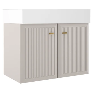 Håndvaskskab Gold <strong>Tandem</strong>  Beige-Stribet Mat 80 cm med To Døre & Butler Vask Hvid Blank