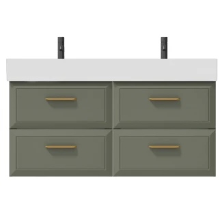 Dobbelt Håndvaskskab Gold <strong>Tandem</strong>  Grøn 120 cm med Butler Vask Hvid Blank