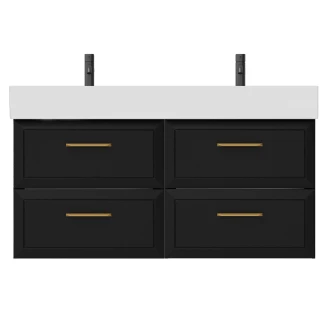 Dobbelt Håndvaskskab Gold <strong>Tandem</strong>  Sort 120 cm med Butler Vask Hvid Blank