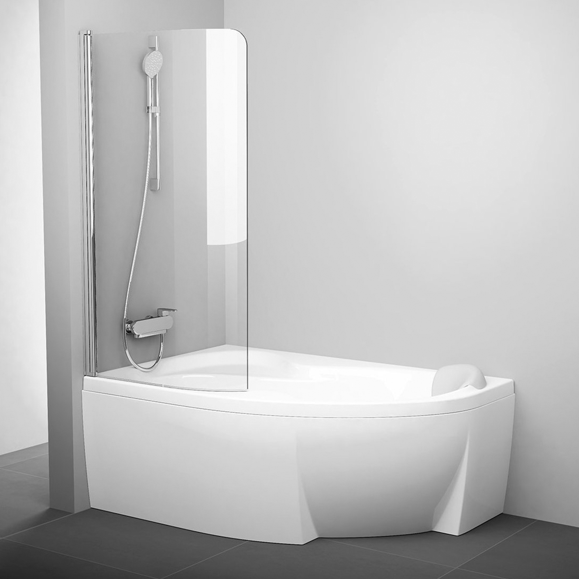 Badekarvæg Rosa Krom Blank 85x150 cm Venstre
