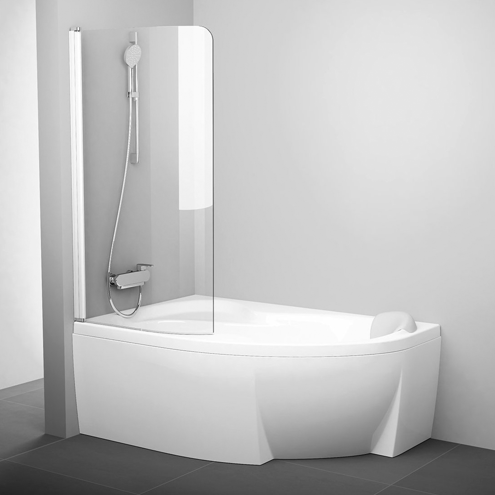 Badekarvæg Rosa Hvid Blank 85x150 cm Venstre