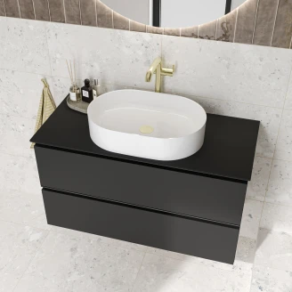 Håndvaskskab Luna Sort 100 cm med Cosentino Bordplade Dekton Sort Poleret