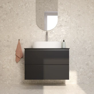 Håndvaskskab Luna Sort 80 cm med Cosentino Bordplade Dekton Sort Poleret