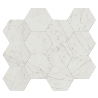 Unicomstarker Heksagon Mosaik Mosaik Klinker <strong>Marmorea</strong>  Carrara Mat 30x34 cm