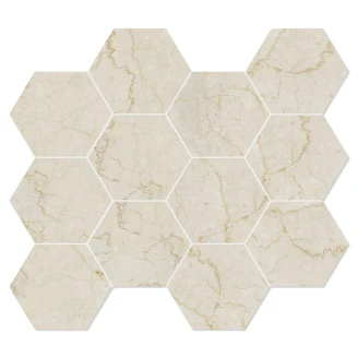 Unicomstarker Heksagon Mosaik Mosaik Klinker <strong>Marmorea</strong>  Botticino Mat 30x34 cm