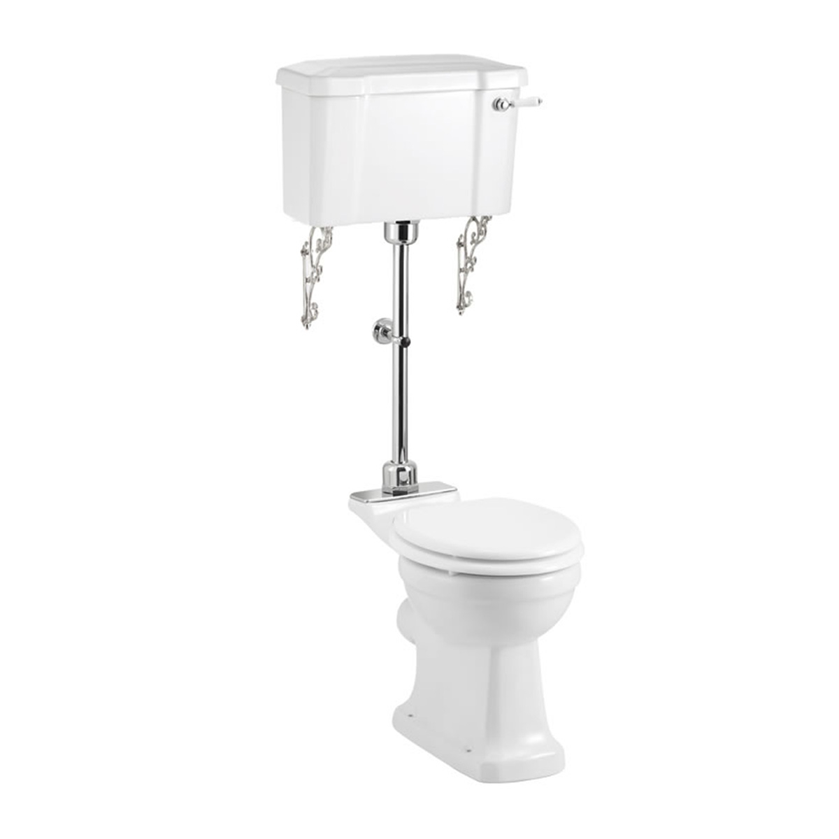 Burlington Gulvstående Rimless Toilet med Vægcisterne & Soft-close Toiletsæde