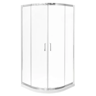 Brusehjørne med Brusebakke <strong>Nevoa</strong>  80x80 cm Rund Krom Blank Frosted glas