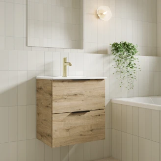 Håndvaskskab <strong>Opus</strong>  Eg Træ Mat 50x36 cm med Vask Hvid Blank