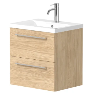 Håndvaskskab <strong>Brook</strong>  Træ Lys Mat 50x38 cm med Vask Hvid & Håndtag Krom