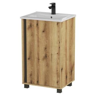 Håndvaskskab <strong>Modo</strong>  Træ Mat 50 cm med Vask Hvid Blank Højre
