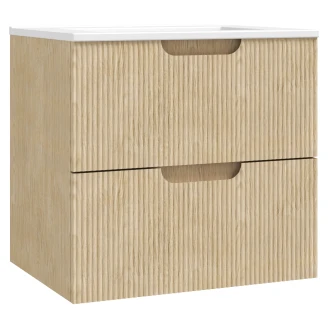 Håndvaskskab <strong>Asta</strong>  Lys Træ Mat 60 cm med Vask Hvid Blank