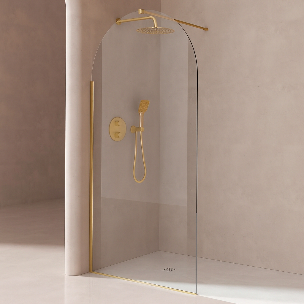 Brusevæg Amelise Guld Mat 8 mm 100x210 cm + Profilpakke