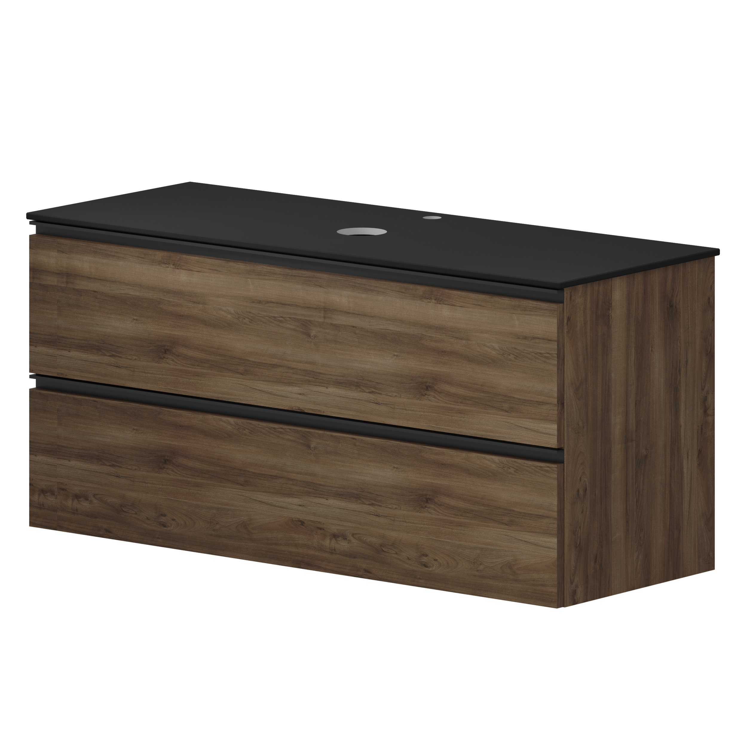 Håndvaskskab Luna Valnød Træ 120 cm med Cosentino Bordplade Dekton Sort Poleret