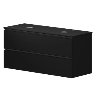 Dobbelt Håndvaskskab Luna Sort 120 cm med Cosentino Bordplade Dekton Sort Poleret